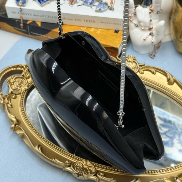 🆕 LULU GUINNESS 🧿 NWOT Black Medium Iconic Lips Perspex Clutch Bag - Picture 8 of 16